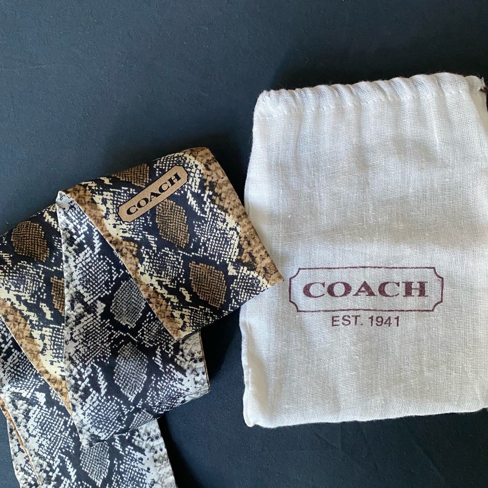 COACH 100% Silk Reversible Twilly Scarf